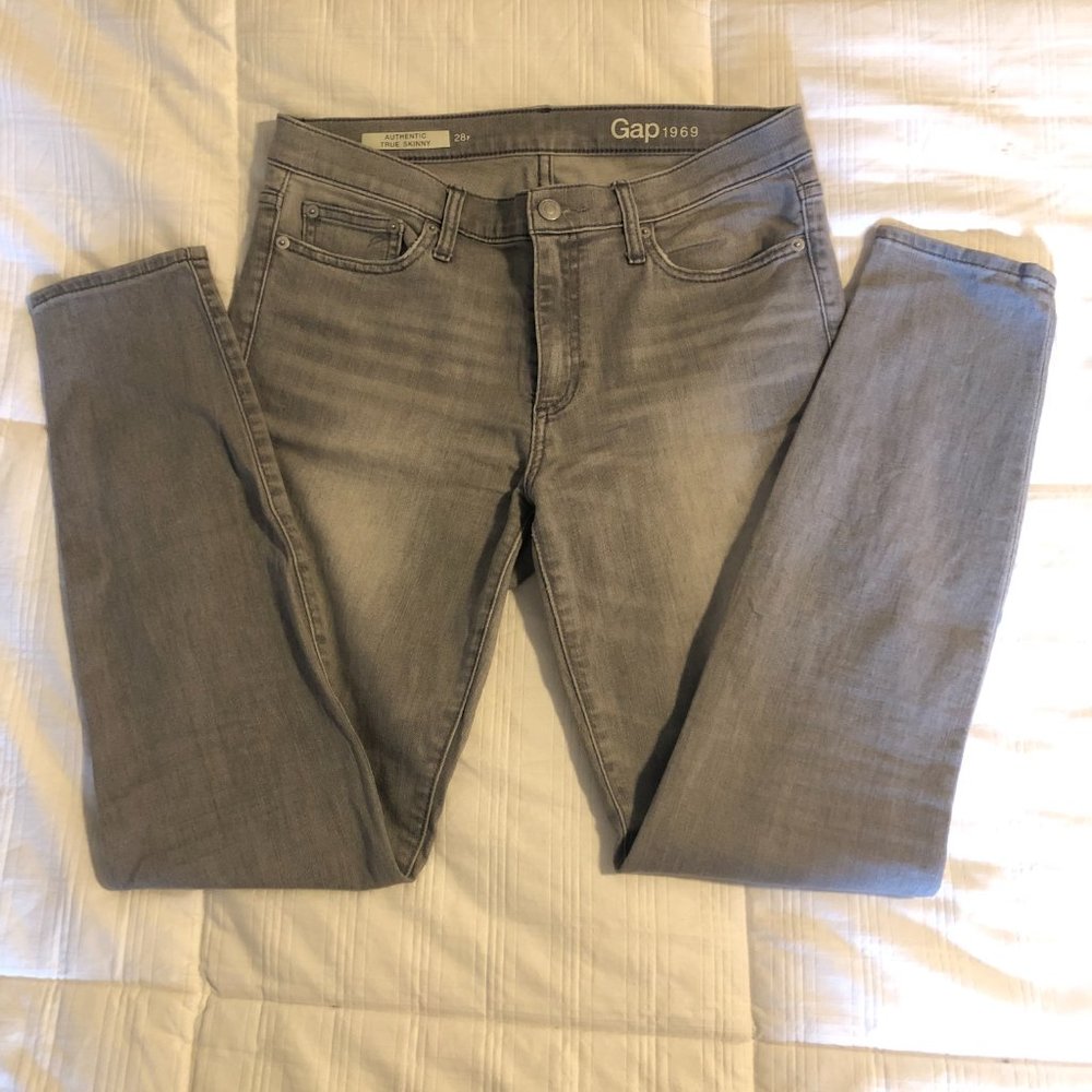 Gap 1969 Authentic True Skinny Grey Jeans Size 28R